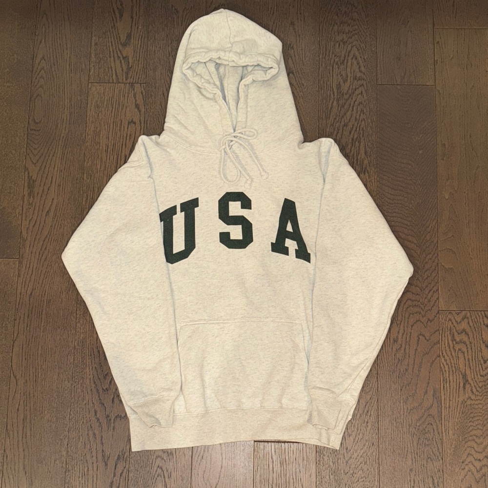 BRANDY MELVILE USA HOODIE HEATHER GREY AND GREEN
